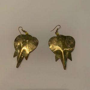 African Brass Drop Earrings, Ethnic Earrings (3 inches)